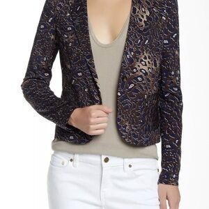 Tory Burch Navy and Brown Patterned Blazer